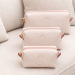 Trio Necessaire Linho Aveia com Rosegold