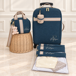 Kit Maternidade Linho Verde com Bege Listra