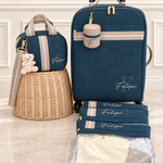 Kit Maternidade Linho Verde com Bege Listra