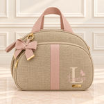 Bolsa Maternidade Linho Areia com Rose
