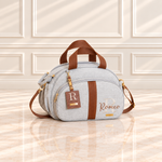 Bolsa Maternidade Linho Areia com Caramelo