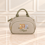 Bolsa Maternidade Linho Areia com Verde 
