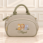 Bolsa Maternidade Linho Areia com Verde 