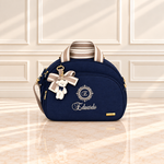 Bolsa Maternidade Linho Azul Marinho com Listra Bege