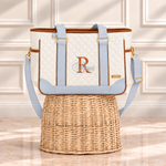Bolsa Londres Off White Matelado, Azul e Caramelo 