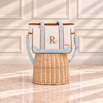Bolsa Londres Off White Matelado, Azul e Caramelo 