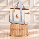 Bolsa Londres Off White Matelado, Azul e Caramelo 