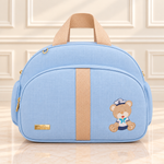 Bolsa  Maternidade Linho Azul com Bege