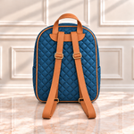 Mochila Tradicional Azul Marinho Matelado com Caramelo