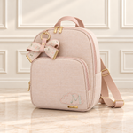 Mochila Tradicional Linho Aveia com Rosegold Mavie