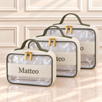Kit Necessaire Cristal Tricot Marfim com Verde Musgo