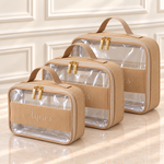 Kit Necessaire Cristal Cotelê Bege