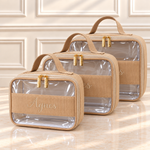 Kit Necessaire Cristal Cotelê Bege