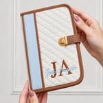 Porta Cartão Vacina Off White, Azul e Caramelo 
