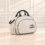 Bolsa Maternidade Linho Cru com Azul Marinho