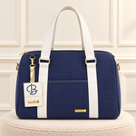Bolsa Milão Linho Marinho com Off White
