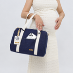 Bolsa Milão Linho Marinho com Off White