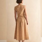 Saia Midi Bordado Areia
