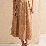 Saia Midi Bordado Areia