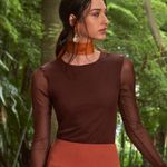 Blusa Tule Oxford Marrom