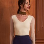 Blusa Tule Oxford Manteiga