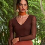 Blusa Tule Oxford Marrom