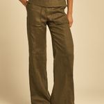 Calça Reta Linho Selene Verde Escuro