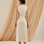 Vestido Jacquard Lume Areia