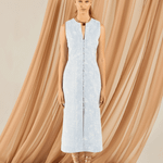 Vestido Jacquard Lume Azul Claro