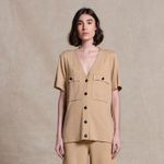 Blusa Botão Couro Tricot