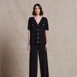 Blusa Botão Couro Tricot