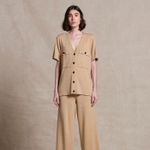 Blusa Botão Couro Tricot