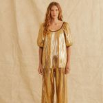 Blusa Plissada Dourada