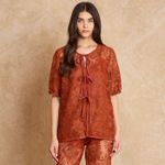 Blusa Fitas Tela Bordada