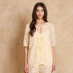 Blusa Fitas Tela Bordada