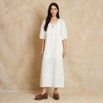 Vestido Algodão Bordado