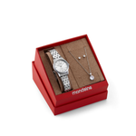 Kit Relógio Mondaine Feminino Cristais Prata Com Semijoias 