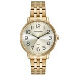 Kit Relógio Feminino Casual Dourado Semijoias 32599LPMKDE1K1