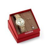 Kit Relógio Feminino Casual Dourado Semijoias 32599LPMKDE1K1