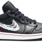 Tênis Air Jordan 1 Low Brushstroke Swoosh - Black Red