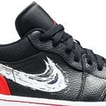 Tênis Air Jordan 1 Low Brushstroke Swoosh - Black Red