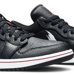 Tênis Air Jordan 1 Low Brushstroke Swoosh - Black Red