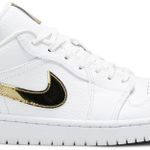Tênis Air Jordan 1 Retro Low White Metallic Gold