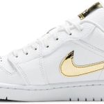Tênis Air Jordan 1 Retro Low White Metallic Gold