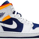 Tênis Air Jordan 1 Mid White Deep Royal Blue