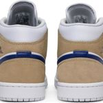 Tênis Air Jordan 1 Mid White Khaki Blue Void