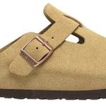 Slide Birkenstock Boston Suede Leather Latte Cream