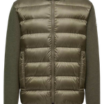 Jaqueta Moncler Olive Green Padded Wool & Cashmere Zip-Up Cardigan