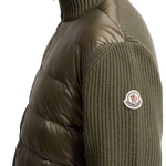 Jaqueta Moncler Olive Green Padded Wool & Cashmere Zip-Up Cardigan