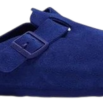 Slide Birkenstock Boston Suede Leather Taupe Blue